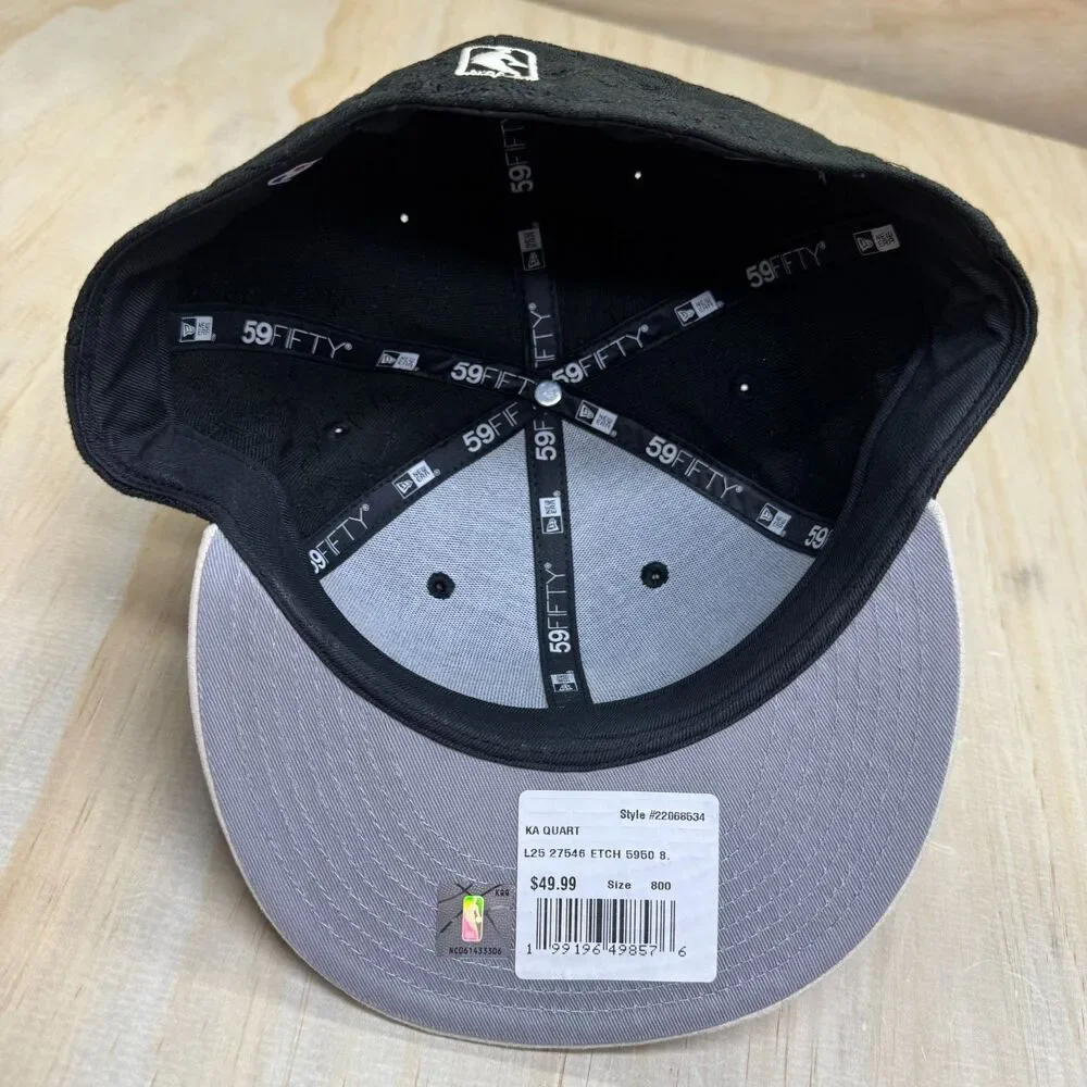 NEW Chicago Bulls New Era 59Fifty Fitted Hat Cap Etch Two Tone Black Gray Sz 8